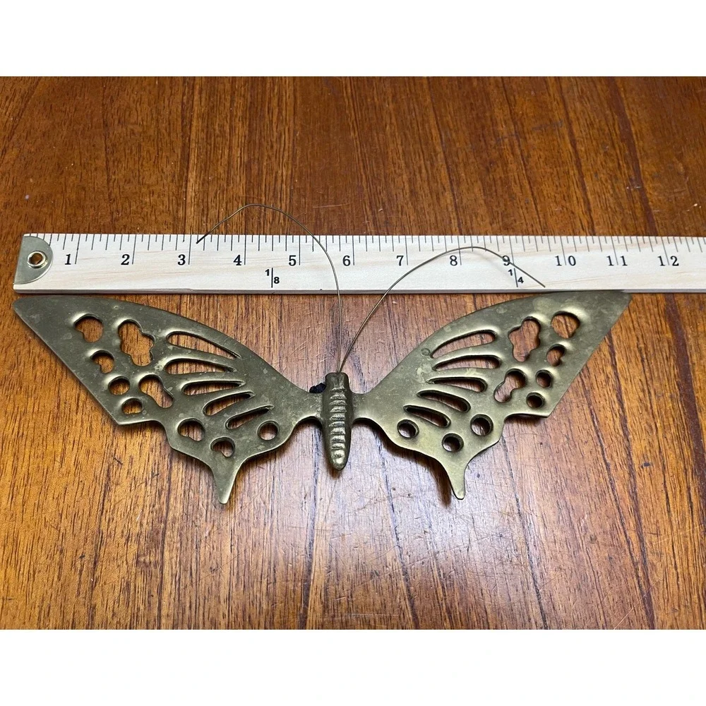 Vintage MCM Brass Butterfly Wall Decor Set of 4 Made in Korea Large 14